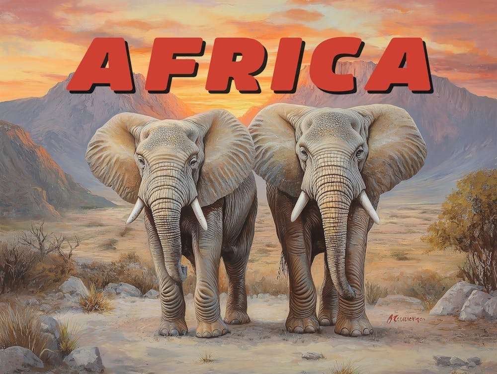 Vintage Africa Elephants - Retro Wildlife
