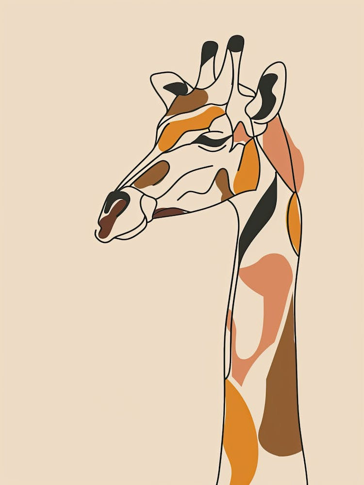 Giraffe - Boho, Line Art 6
