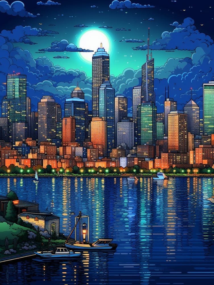 Seattle Washington Pointillism 8