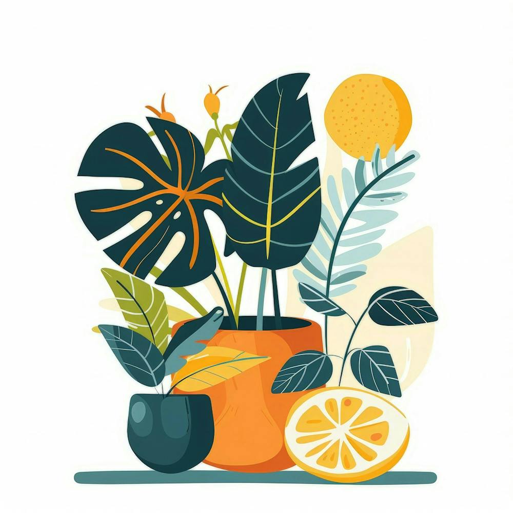 Tropical Plants In A Pot