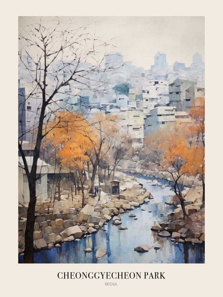 Winter City Park Poster Cheonggyecheon Park Seoul 8