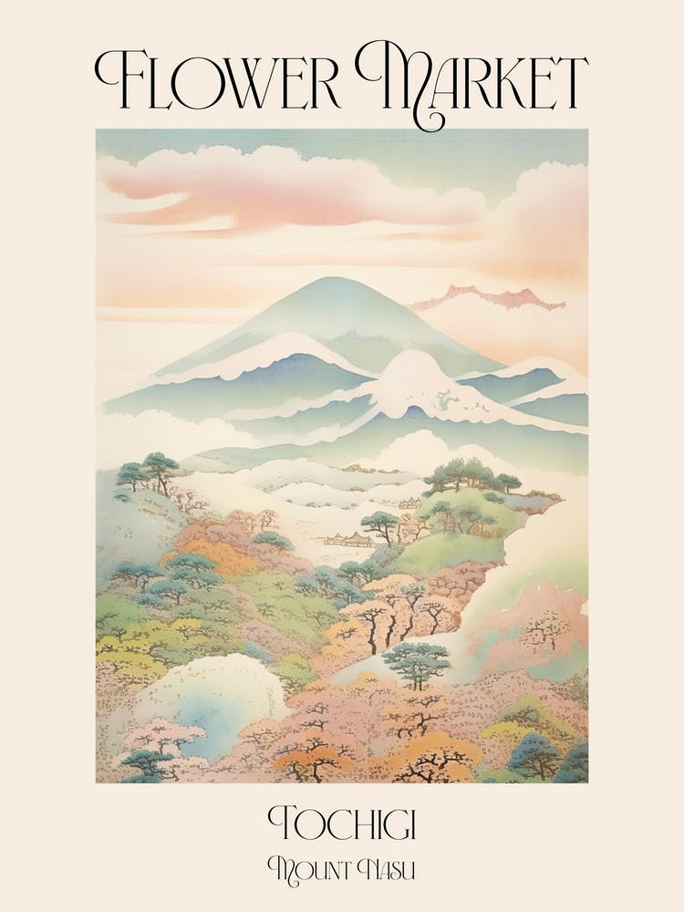 Marché aux fleurs Mont Nasu à Tochigi, Paysage japonais 4 Affiche