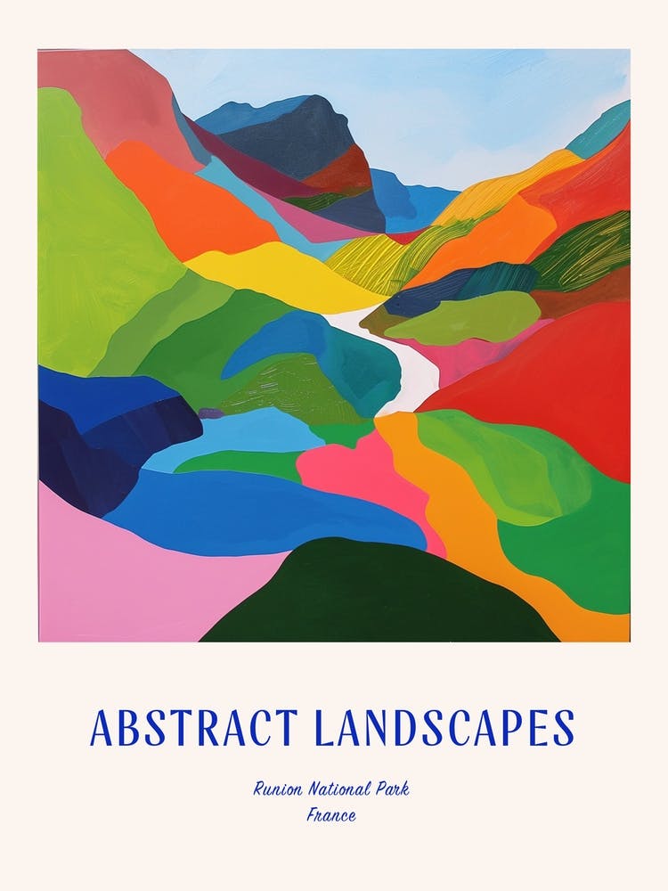 Colourful Abstract Runion National Park France 1 Poster Blue