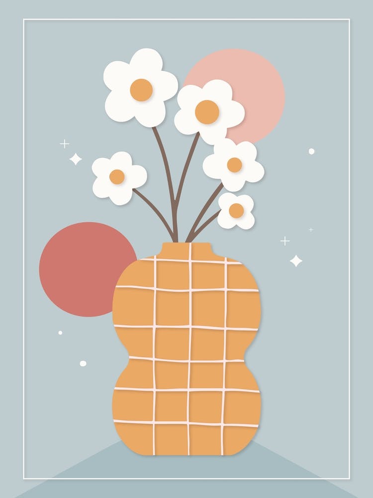 Flowers In A Vase Boho Botanical