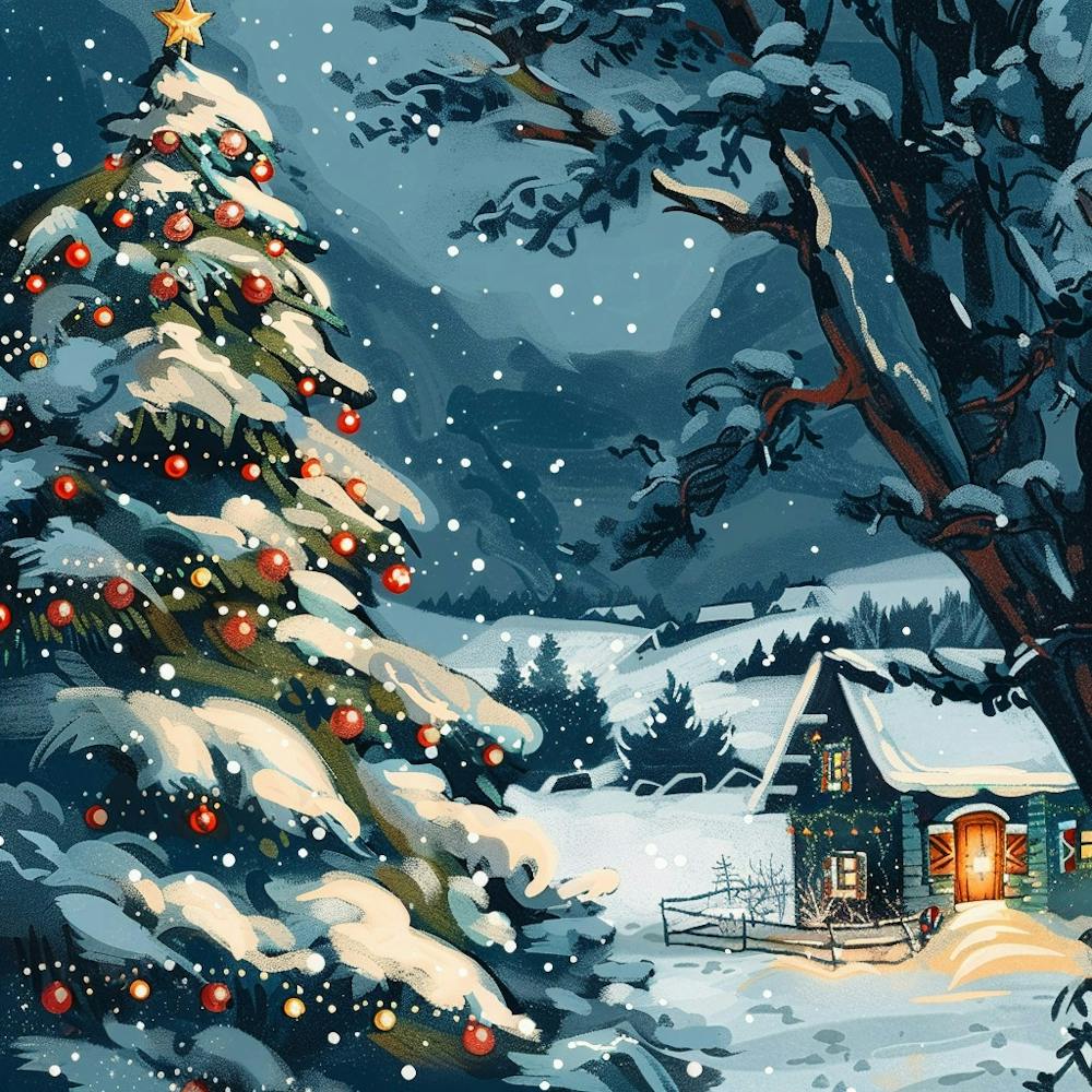 Christmas Tree In The Snow 3