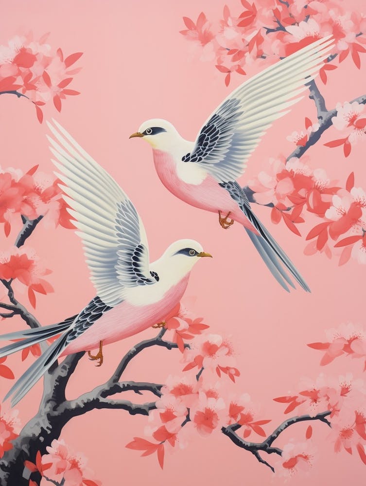 Vintage Japanese Inspired Bird Print Cuckoo 1