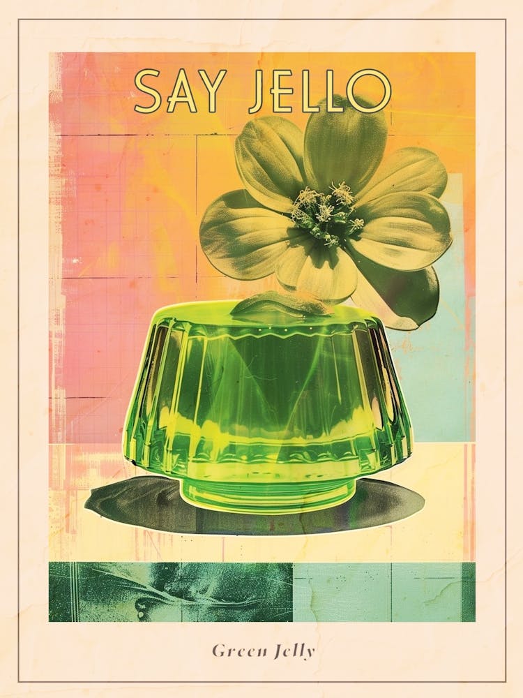 Green Jelly Retro Collage 5 Poster