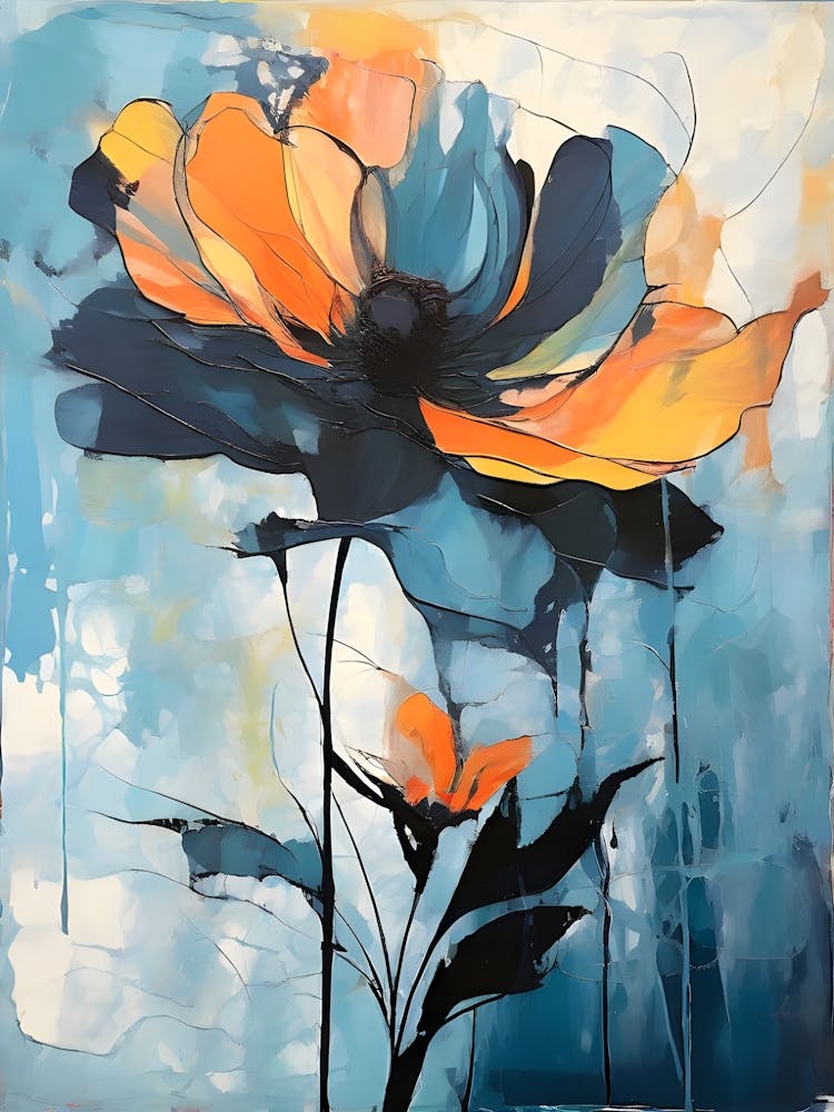 Orange And Blue Flower