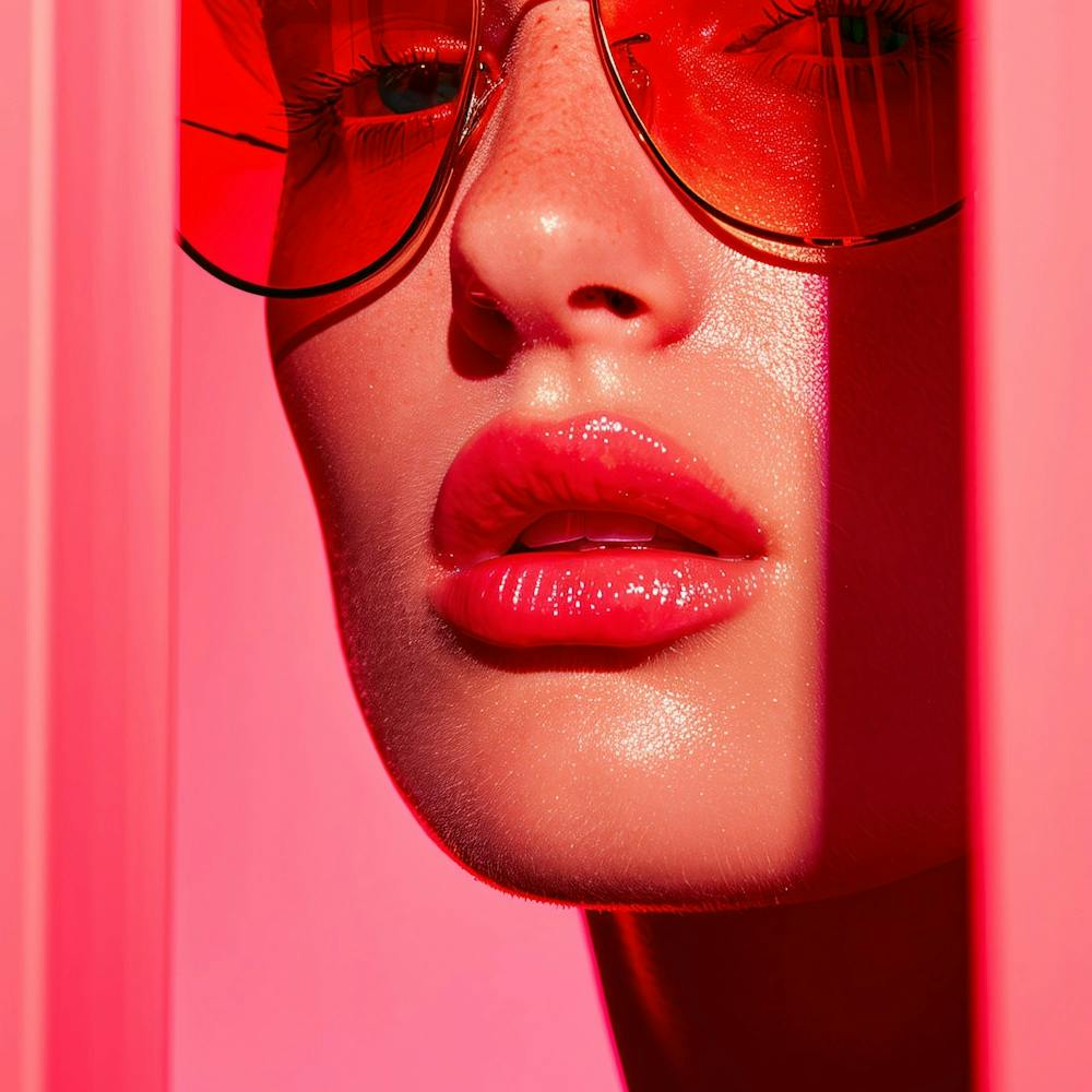 Beautiful Woman In Pink Sunglasses