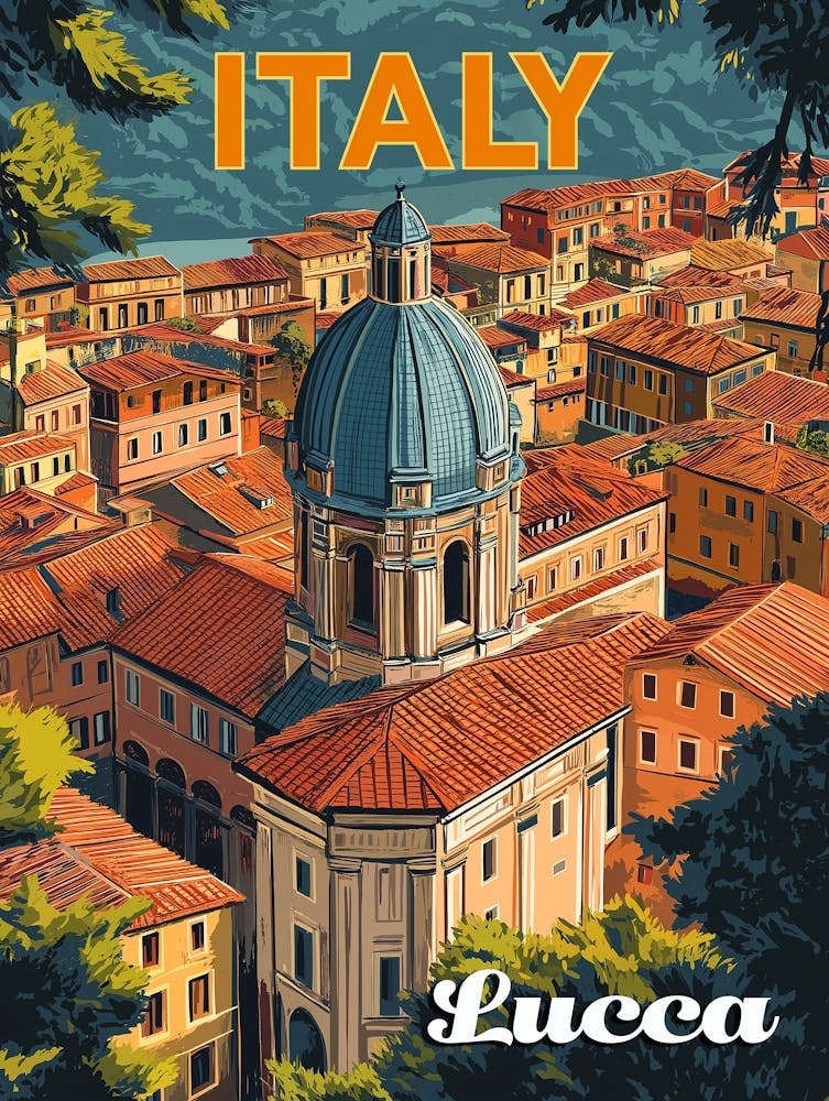 Lucca Italy Travel Poster