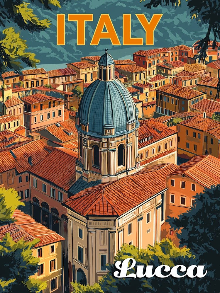 Lucca Italy Travel Poster