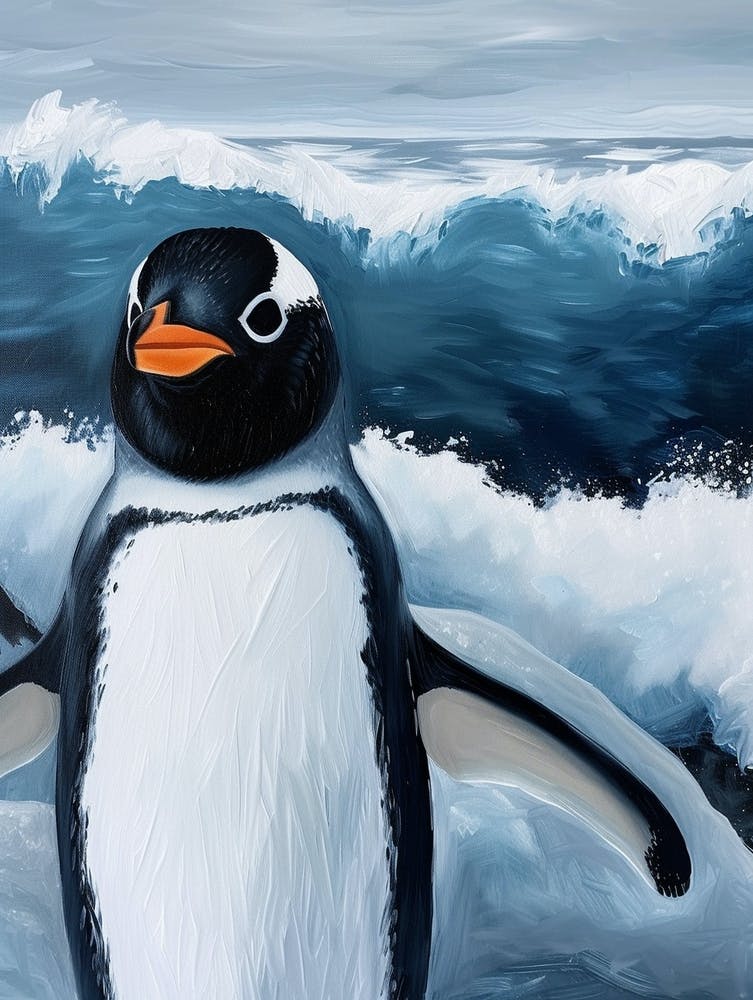 Adlie Penguin Cooper Bay Oil Painting 4