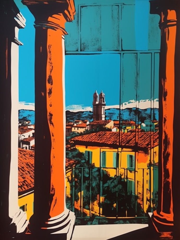 A Window View Of Rome In The Style Of Pop Art 2