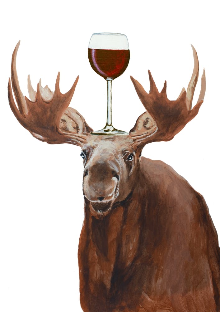 Moose With Wineglass