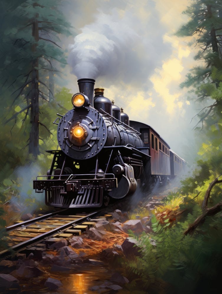 Steam Train In The Woods