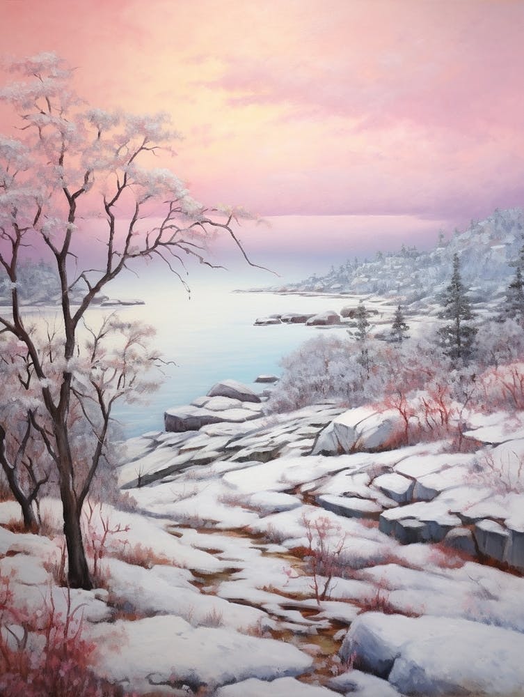 Dreamy Winter Painting Acadia National Park United States 2