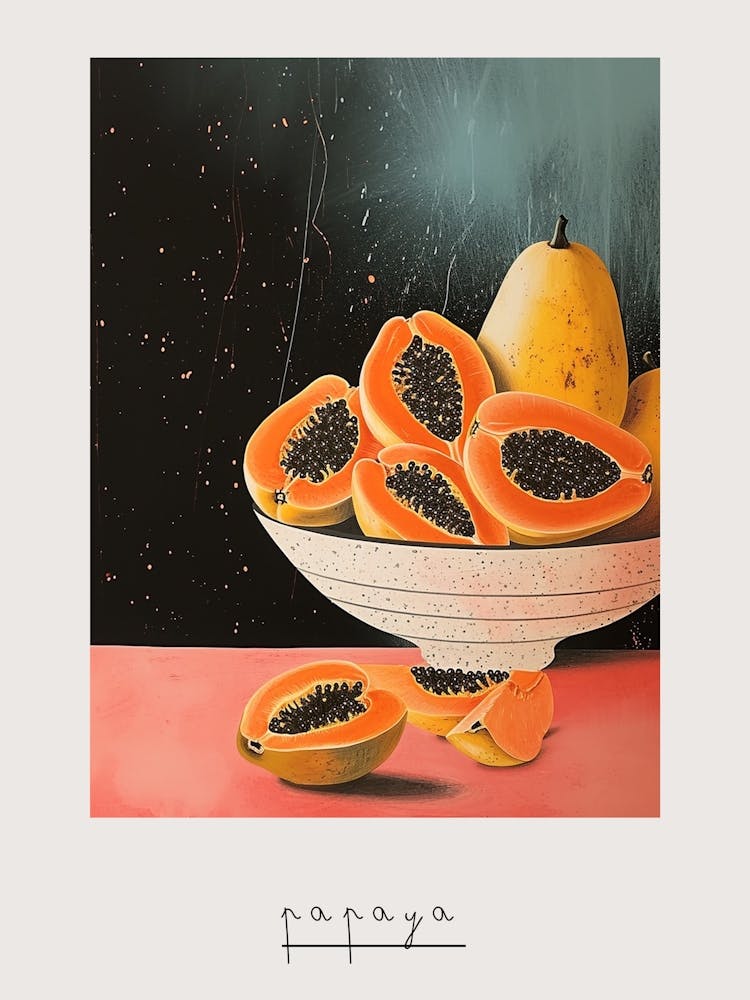 Art Deco Papaya Stillleben Poster