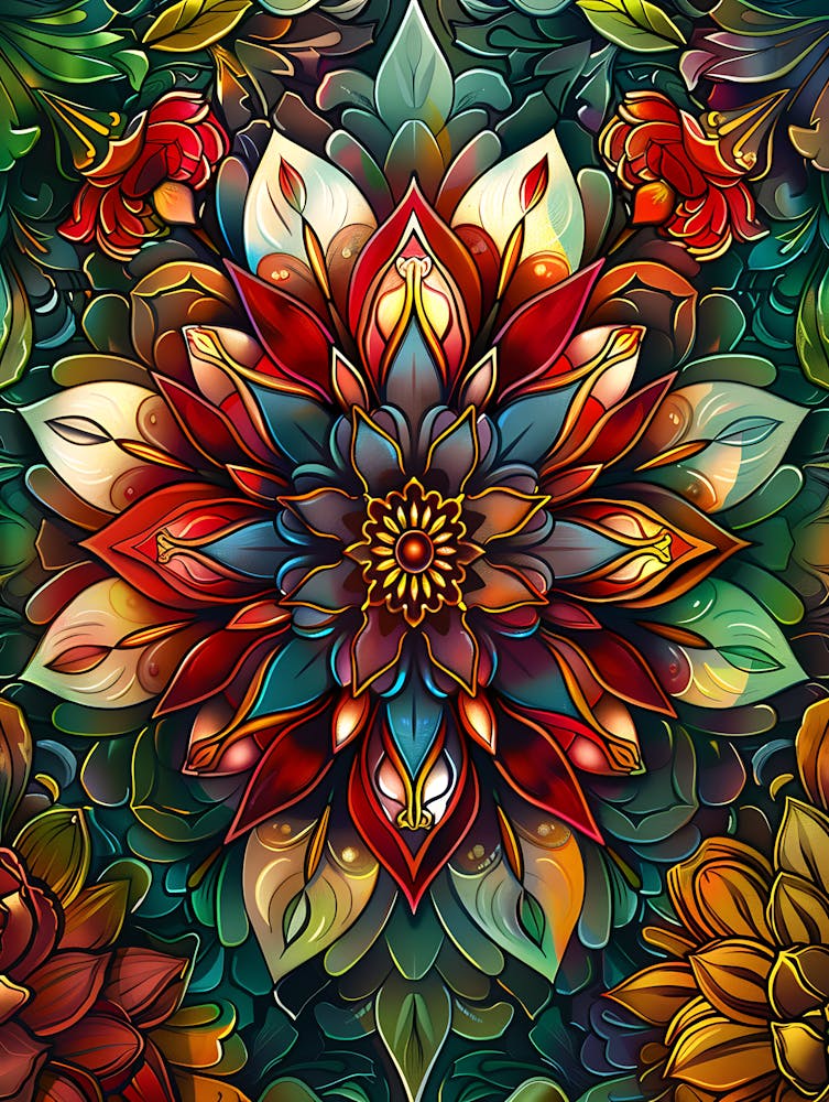 Colorful Stained Glass Flowers 20