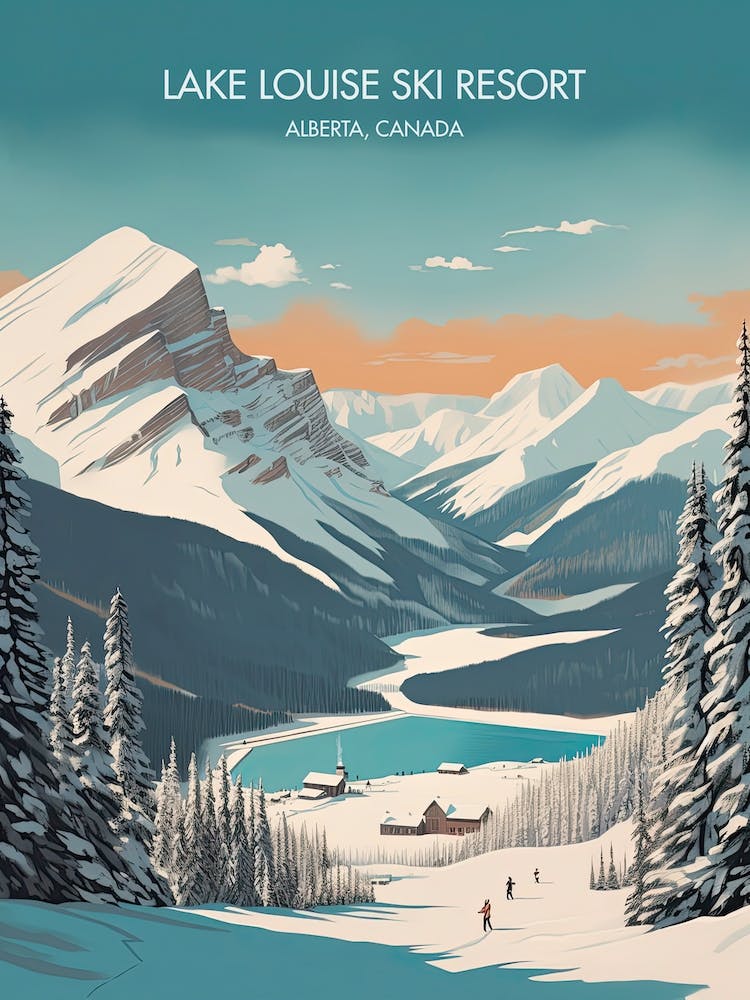 Poster Of Lake Louise Ski Resort   Alberta, Canada, Ski Resort Illustration 3