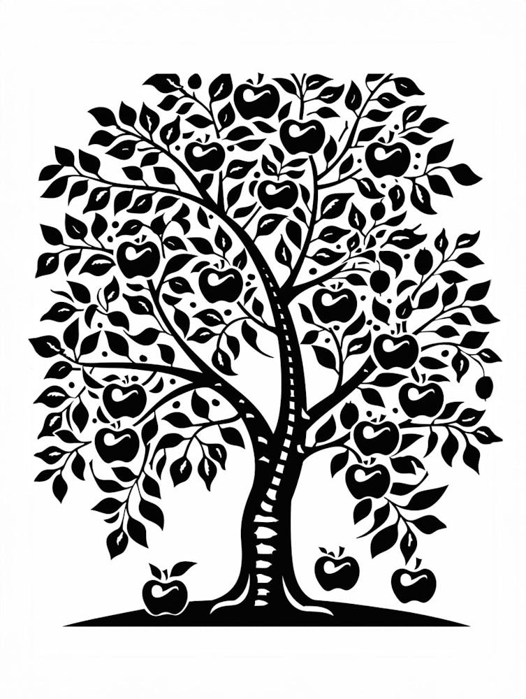 Apple Tree Simple Geometric Nature Stencil 1
