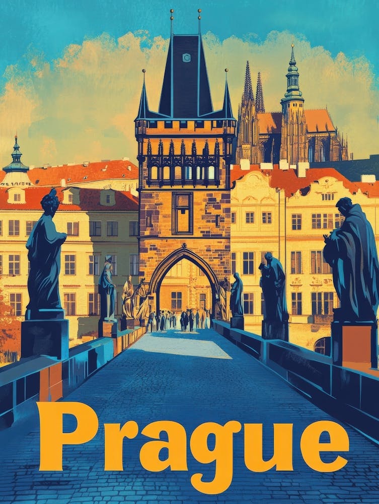 Aihrgdesign A Vintage Travel Poster Of Prague 4