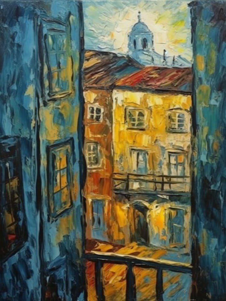 Window View Of Lisbon Portugal In The Style Of Expressionism 2