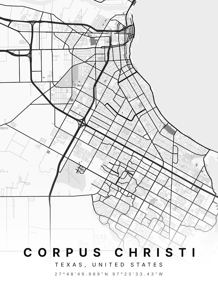 Corpus Christi Texas USA White Map