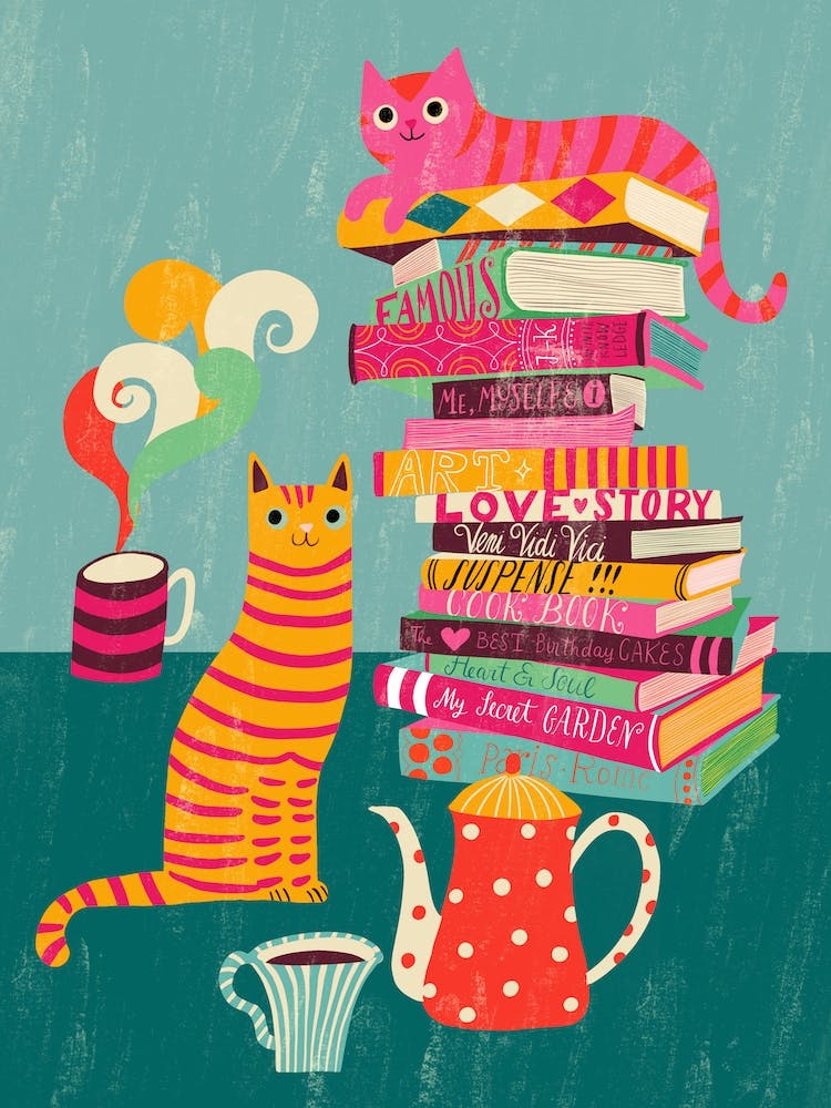 Cozy Tea Time Reading With Cats