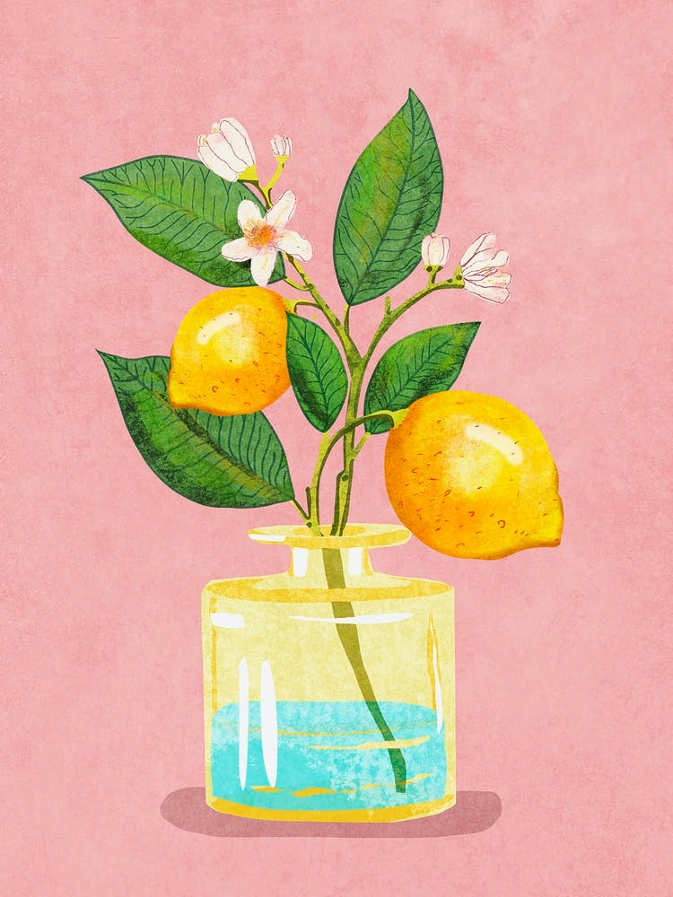 Lemon Bunch In Vase