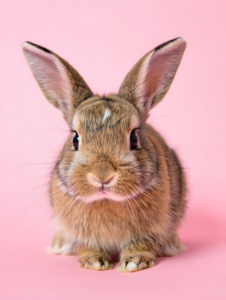 Fluffy Rabbit Print on Pink - Charming Bunny