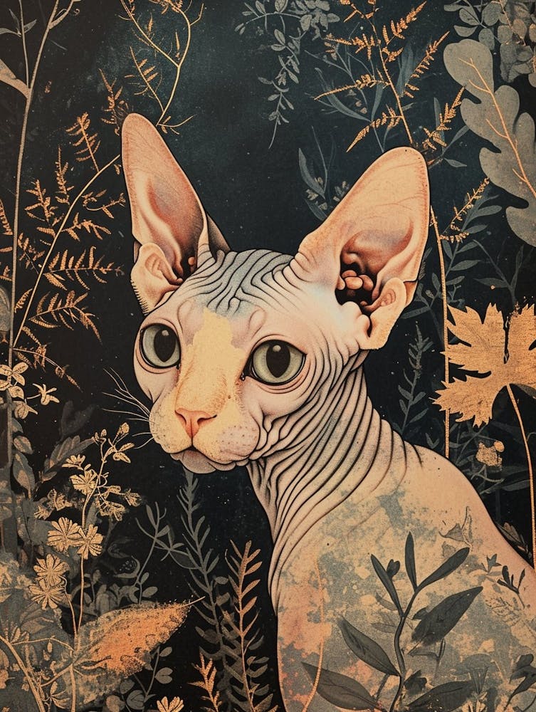 Sphynx Cat Japanese Illustration 3