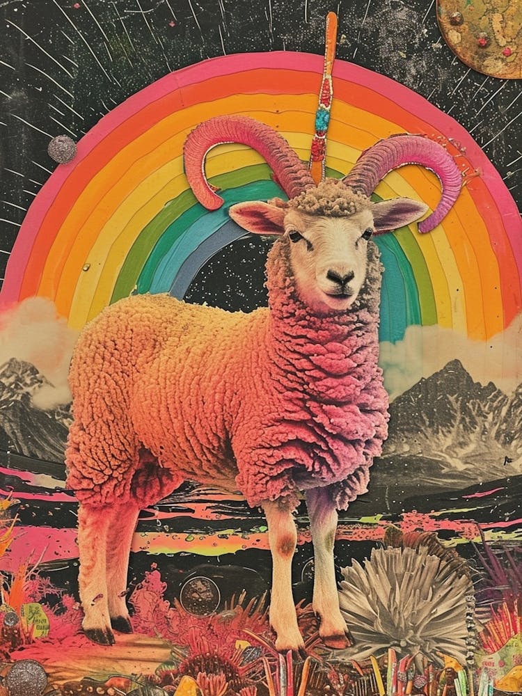 Kitsch Rainbow Sheep Collage 4