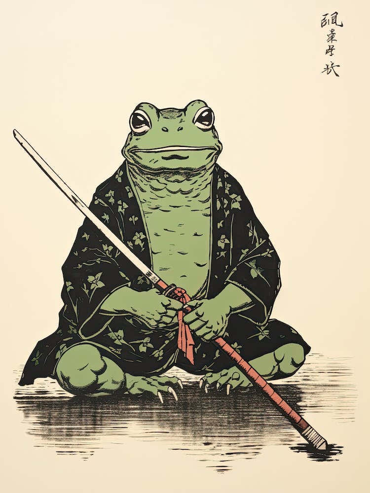 Frog Samurai, Matsumoto Hoji Inspired Japanese 4 Bathroom