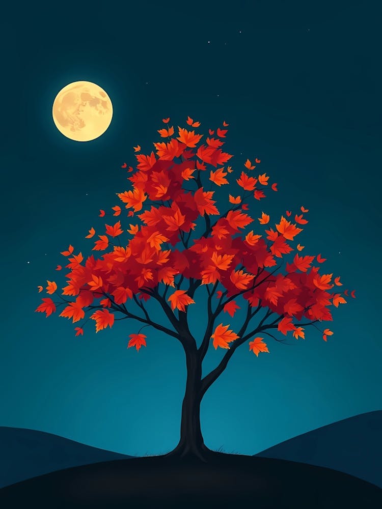 Autumn Tree In The Moonlight