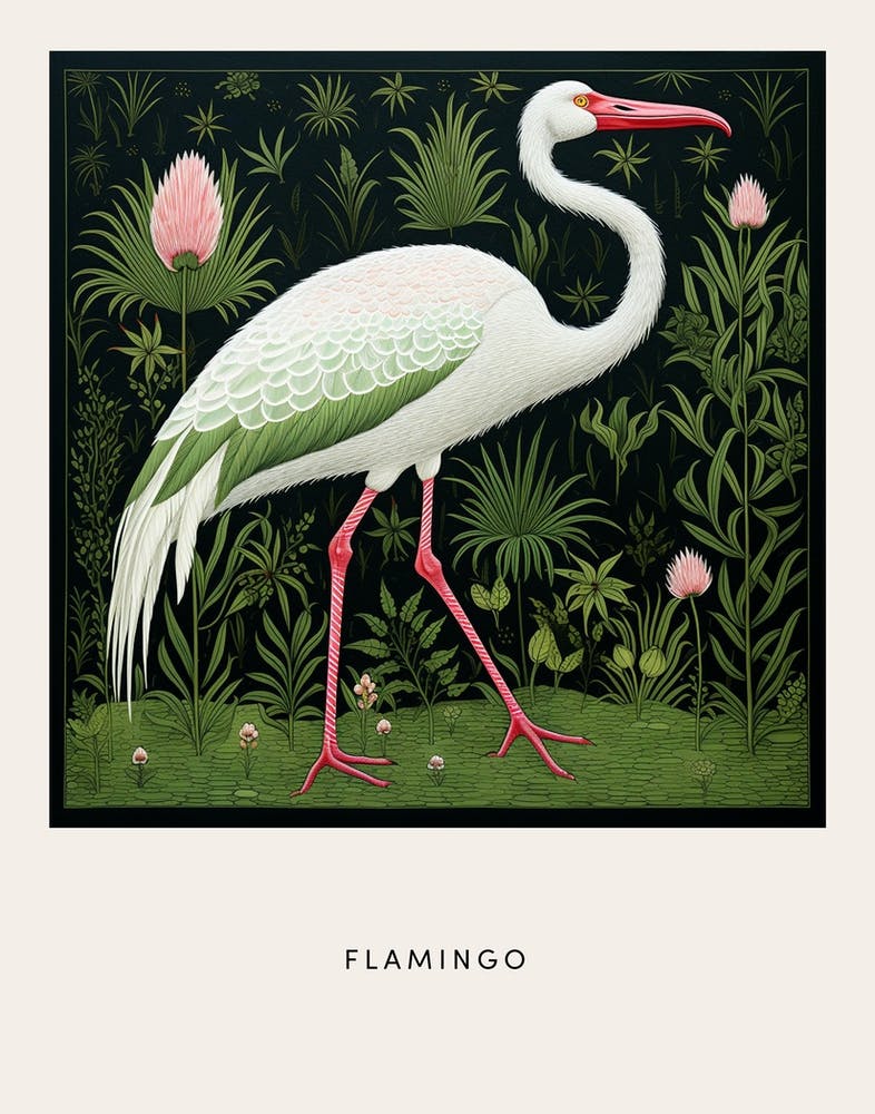 Ohara Koson Inspired Bird Painting Flamingo 1 Poster