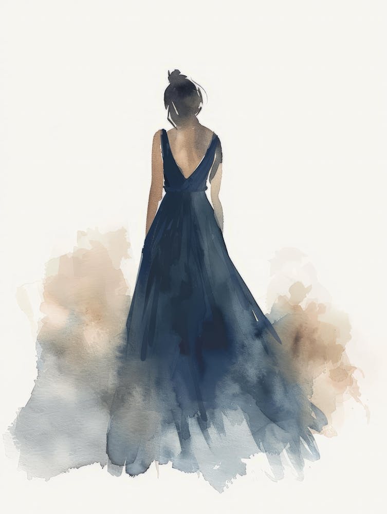 Watercolor Girl In Blue Dress Art Print by Moving Clouds Art – Fy!