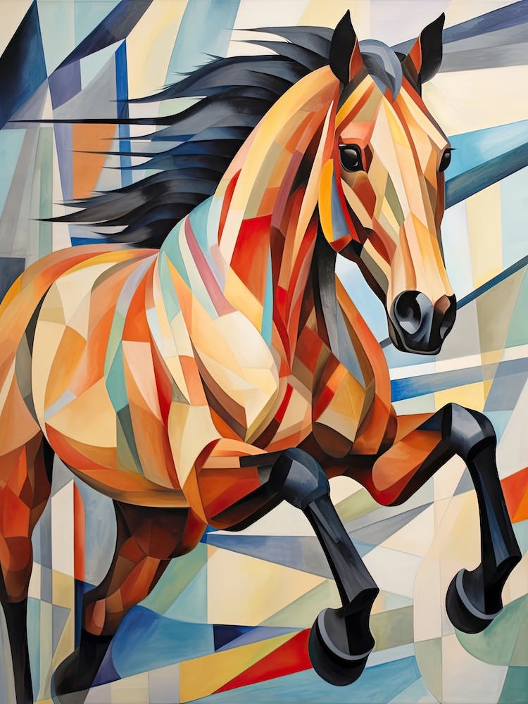A Horse Painting In The Style Of Cubist Techniques 3