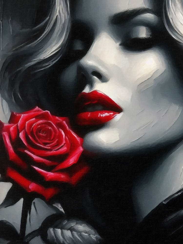Woman With A Red Rose