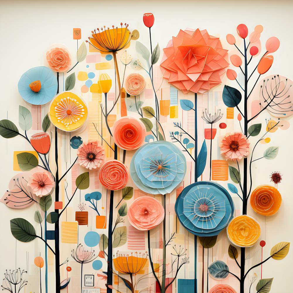 Whimsical Floral Collage Art