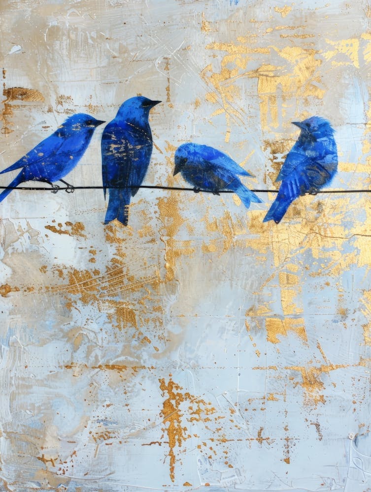Blue Birds On A Wire 1