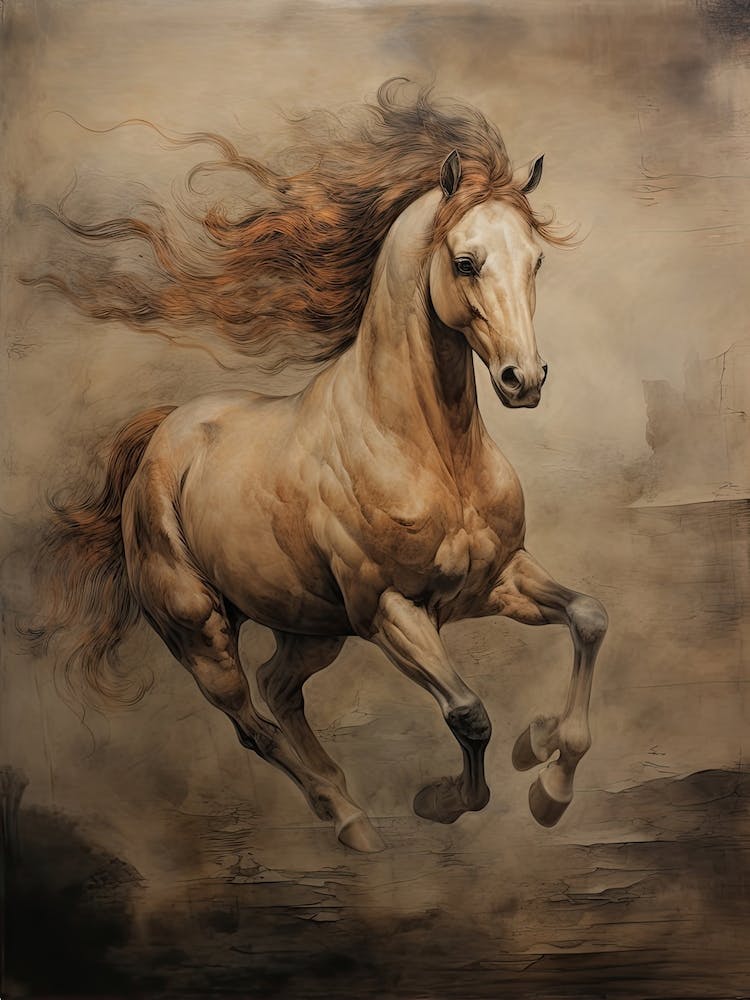 A Horse Painting In The Style Of Fresco Painting 2
