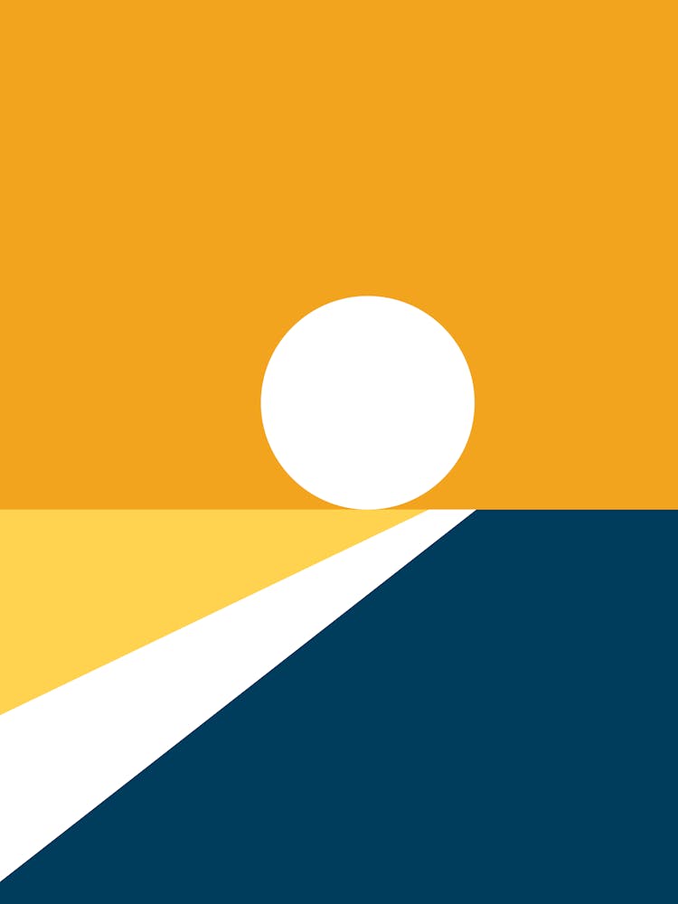 Geometric Shapes Sunrise Sunset Abstract 2 In Mustard Navy Blue 01