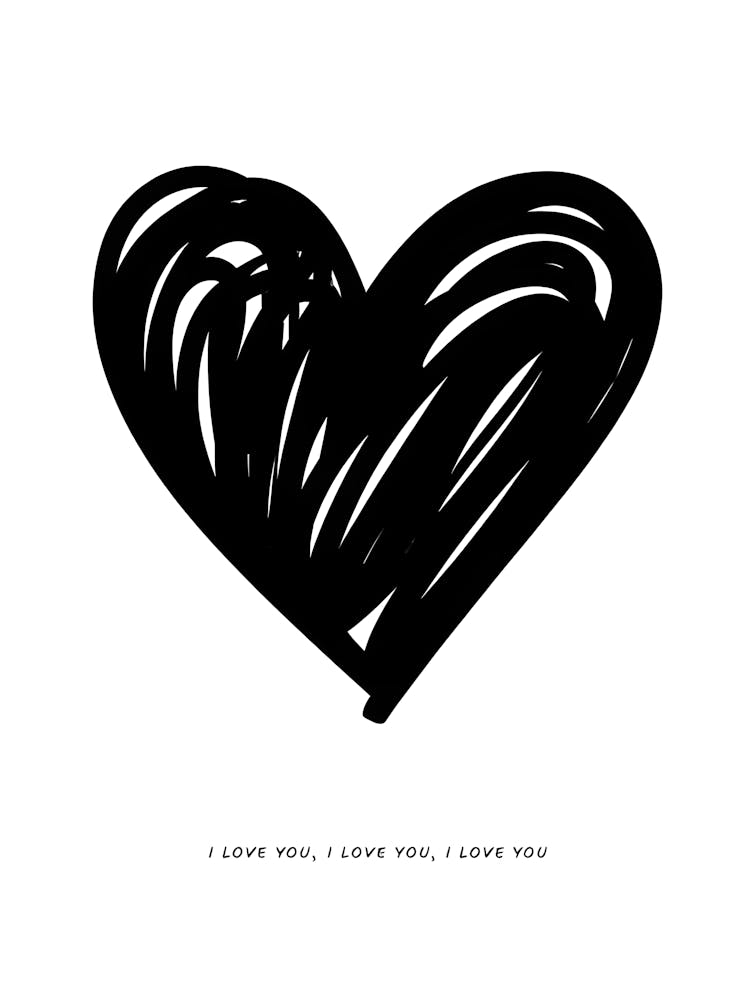 Minimalist Heart Wall Art - "I Love You" Print for Romance