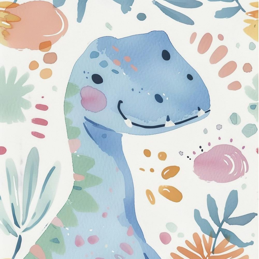 Cute Acrocanthosaurus Dinosaur Watercolour Style 1