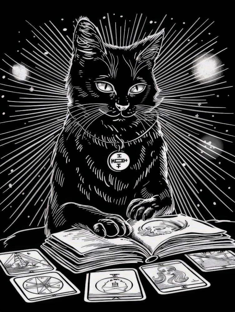 Cat Reading Tarot Cards