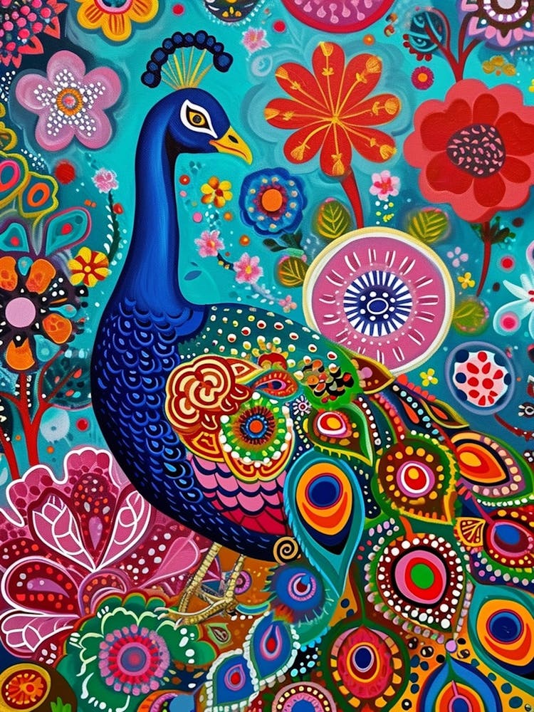 Kitsch Colourful Peacock 3