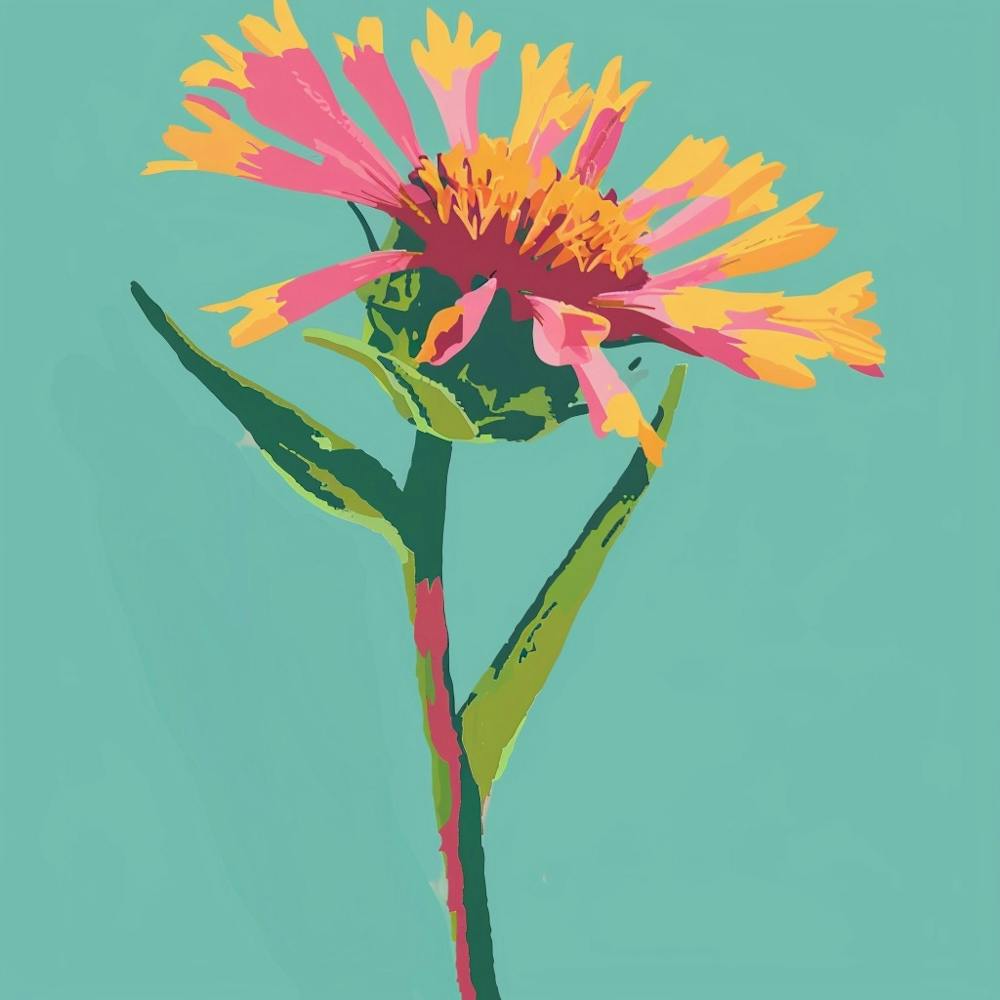 Gaillardia 2 Square Flower Illustration