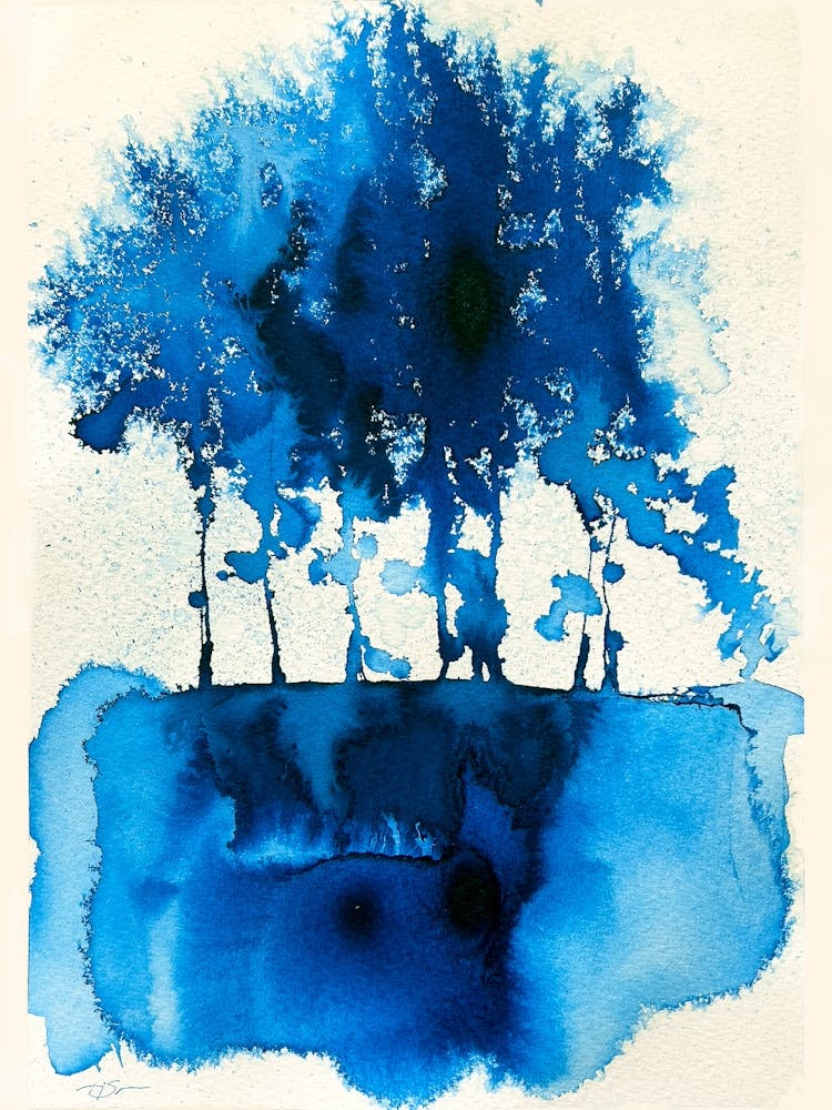 Blue Autumn, Acrylic in on cotton paper