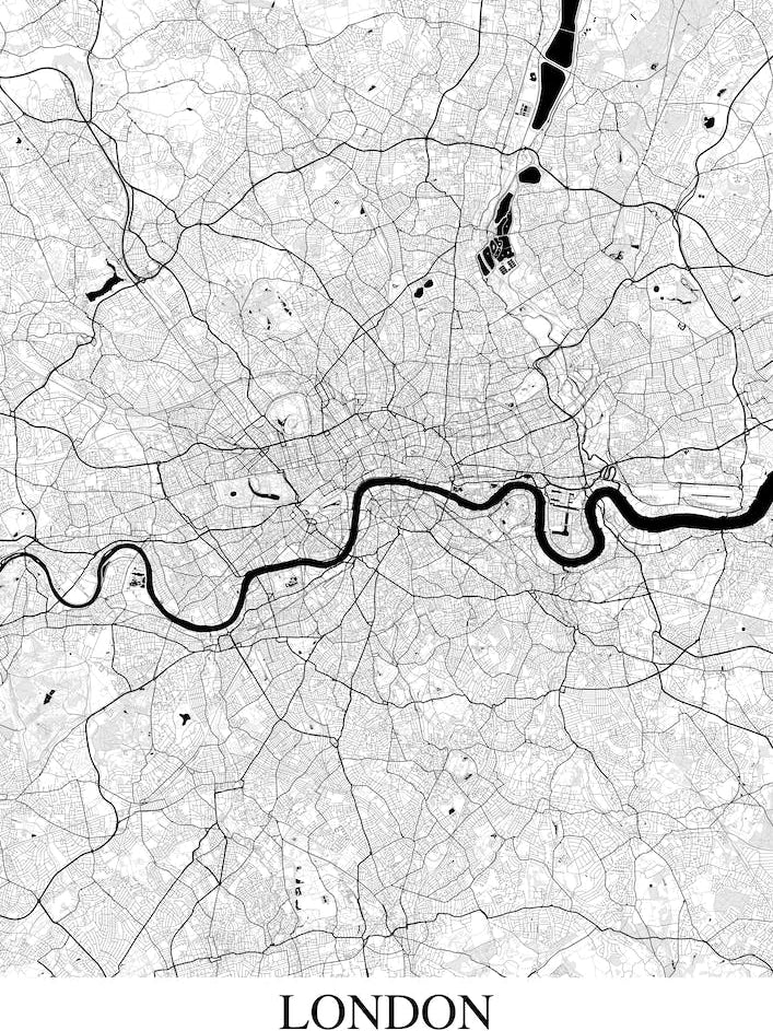 London White Black Map
