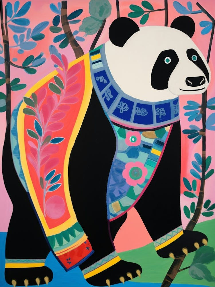 Maximalist Animal Painting Giant Panda 3